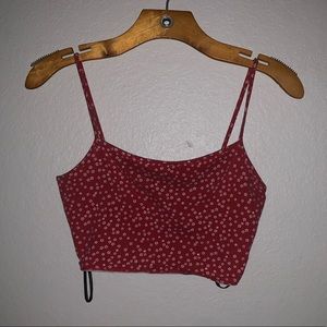 Forever 21 Red Floral Cropped Tank